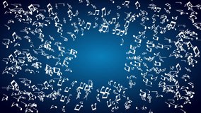 musical notes on blue background, Video animation, HD 1080