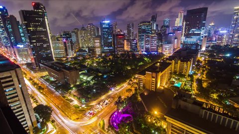 Timelapse of Makati City, Manila, Philippines by Night