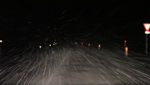 Driving in the snow at night