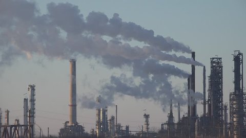 4K Pollution, Smoke from an Industrial Chimney, Thermal Power Plant, Industry Scenery, Factory View