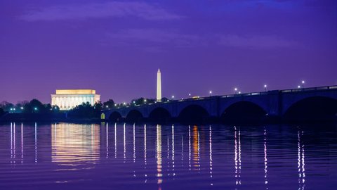 Washington, DC monuments on the Potomac river.