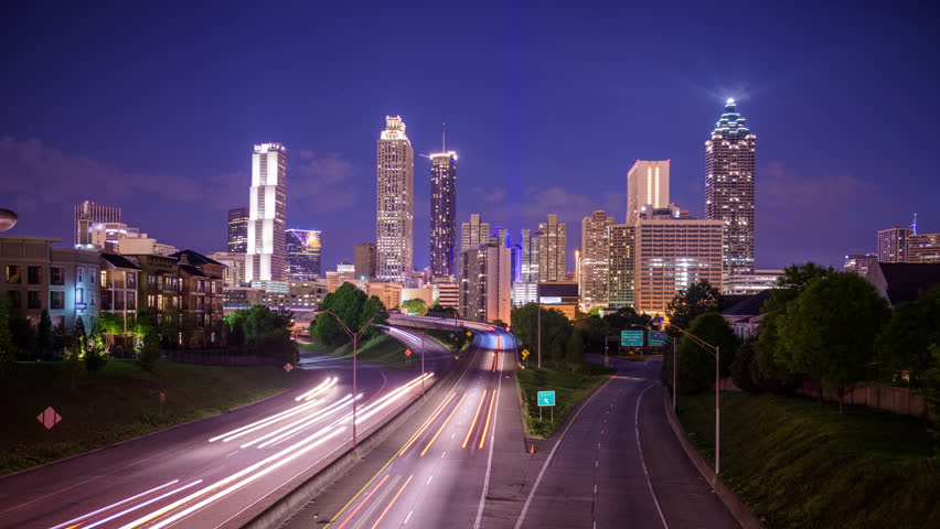 Atlanta, Georgia, Usa Skyline Time Stock Footage Video (100% Royalty 