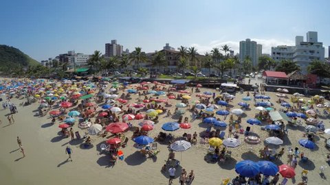 RIO DE JANEIRO, BRAZIL - CIRCA MAY, 2015: A Crowd Beach on a Summer Day in Brazilian Coastline 