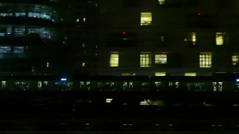 Night View of Tokyo from Bullet Train between Shinagawa Station and Tokyo Station - Part 4 (1 min.)