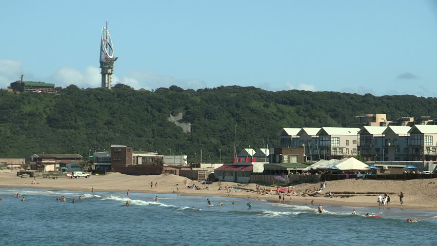 Durban Beach next to harbor mouth and Bluff