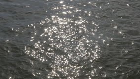 Beautiful blue Danube river slow motion water surface waves and sun reflection 1920X1080 FullHD footage - River Danube slow-mo wavy water surface 1080p HD video