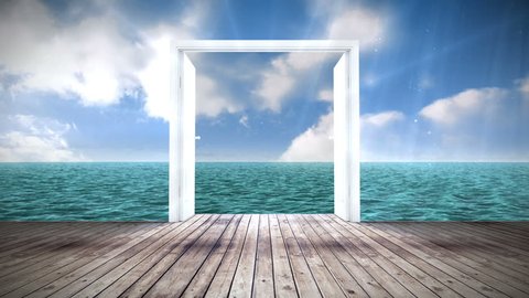 Digital animation of Door opening to ocean