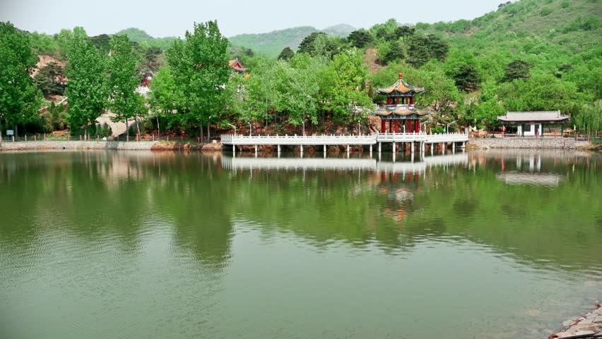 Chinese hill and water park,4k,no sound.