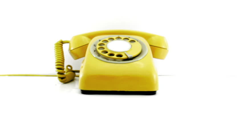 yellow Phone Ringing and moving ,Still frame animated, fix camera, white