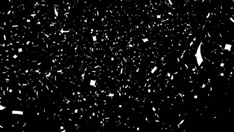 White Confetti Explosion with Alpha Matte. 4k. UHD.