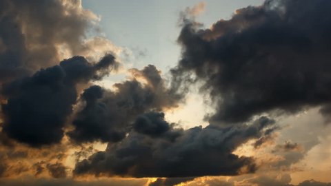Time lapse of dramatic cloudy sky on sunset, 4k
