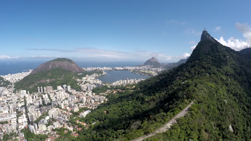 Aerial view of Cristo Redentor, Corcovado and the city of Rio de Janeiro, Brazil