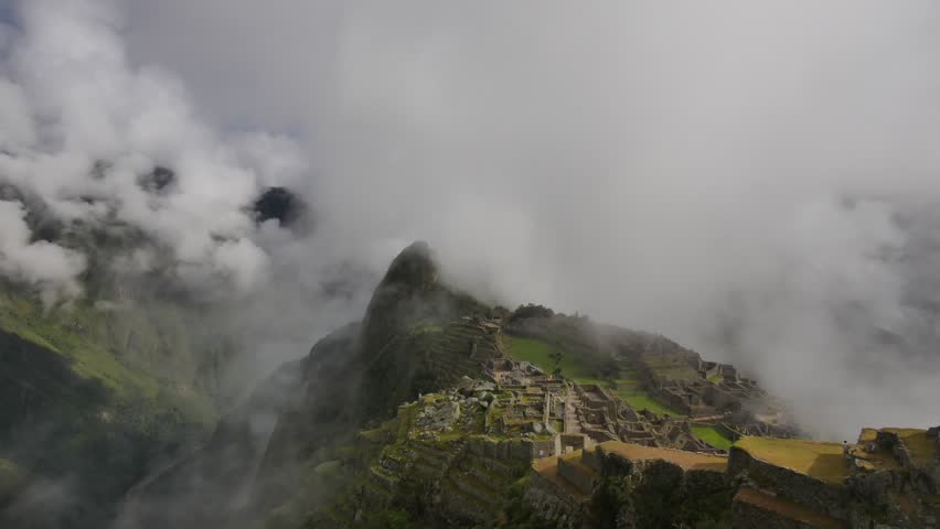 Machu Picchu ancient city of the inca sunrise time-lapse.