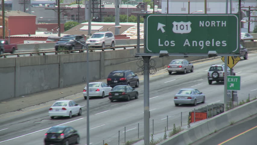 Los Angeles 101 Freeway Traffic Vehicle Stock Footage Video (100% ...