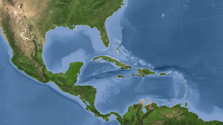 Cuba on the satellite map outlined and glowed. Elements of this image furnished by NASA.