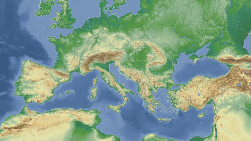 Croatia on the physical map outlined and glowed. Elements of this image furnished by NASA.