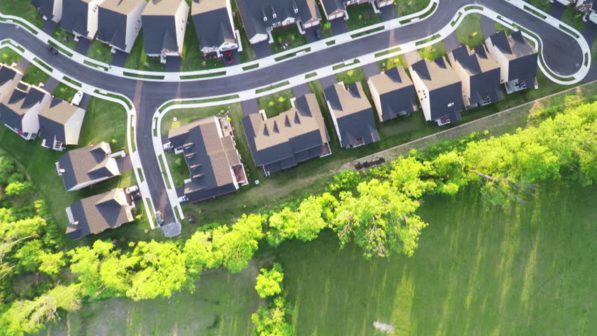 Aerial Above Forest and Neighborhood Trees Royalty-Free Stock Footage #9965315