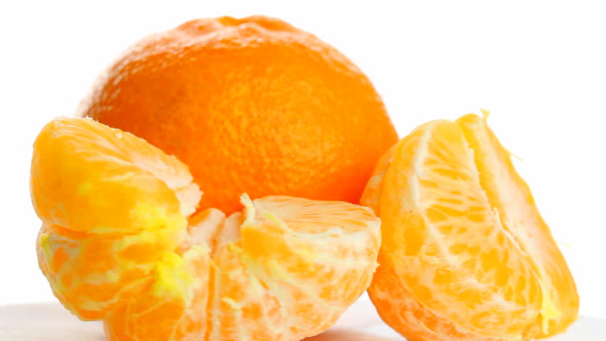 tangerine on white background, rotates