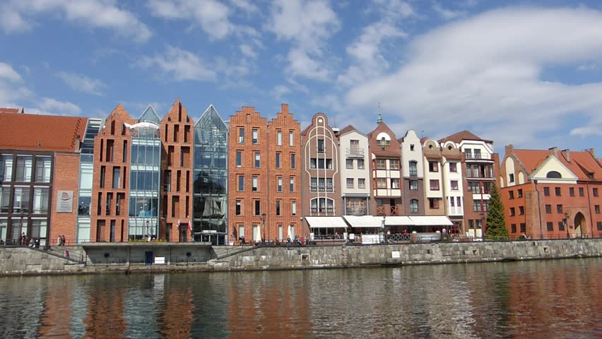Gdansk Old Town buildings and Motlawa river