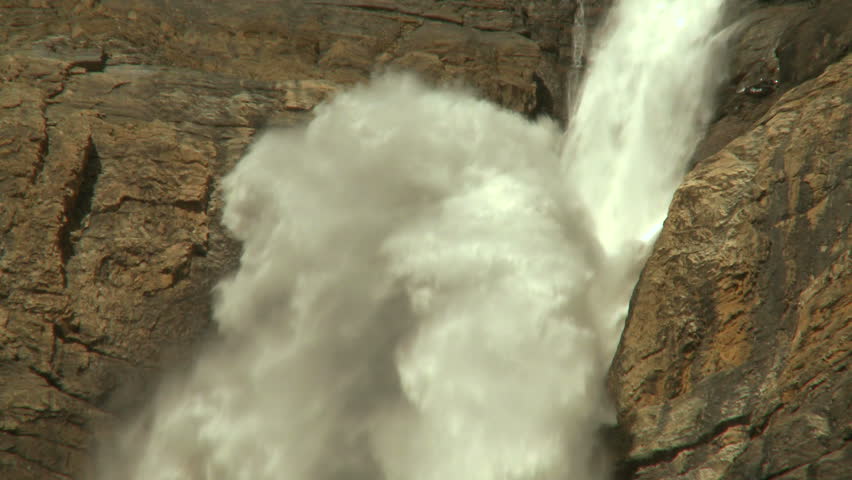 Close up of Takakkaw waterfalls in Yoho National Park, Rocky Mountains of Canada