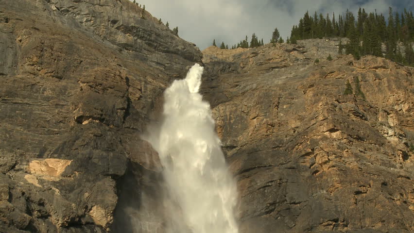 Tilt down on Takakkaw waterfalls in Yoho National Park, Rocky Mountains of