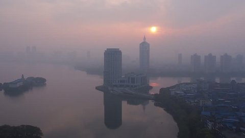 Cities in the morning haze