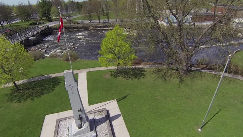 Aerial view of Canadian War Memorial in Smiths Falls Ontario