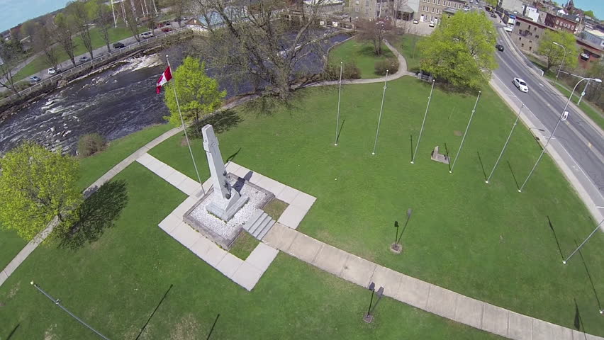 Aerial view of Canadian War Memorial in Smiths Falls Ontario