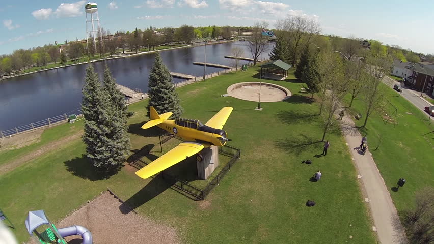 Aerial view of Canadian War Memorial in Smiths Falls Ontario