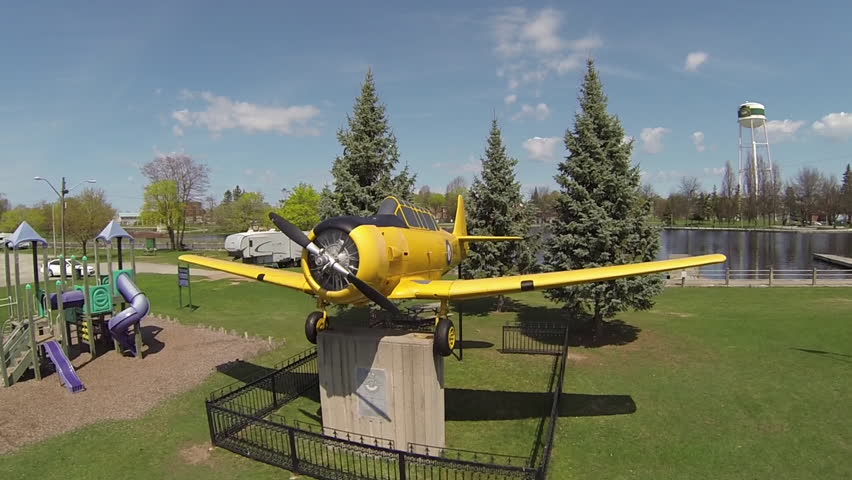 Aerial view of Canadian War Memorial in Smiths Falls Ontario