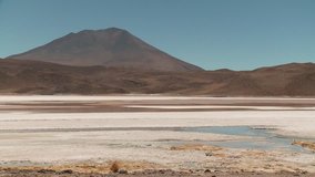 video footage of the Laguna Hedionda with Flamingos in the Andes of Bolivia