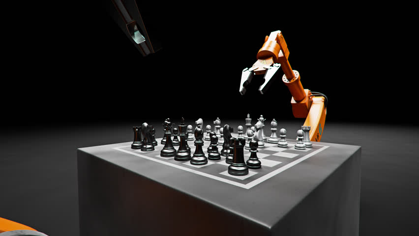 02270 Two Assembling Robotic Arm Playing Chess Royalty-Free Stock Footage #9981419