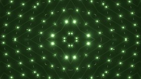 Fractal green kaleidoscopic background. Background motion with fractal design. Disco spectrum lights concert spot bulb. More sets footage in my portfolio.