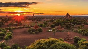 City of Bagan view at Bagan old ancient temple in Bagan Myanmar , Asia. HD video footage, 1920x1080 