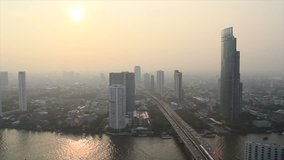 sunset at bangkok city Asia Thailand. video footage 