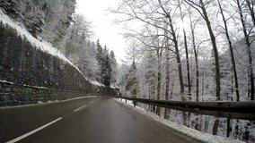 video footage with a on-board-camera in a winter landscape in Germany