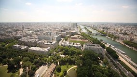 Aerial view video footage of the city of Paris, France