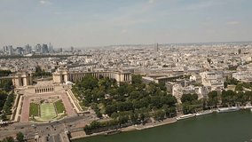 Aerial view video footage of the city of Paris, France